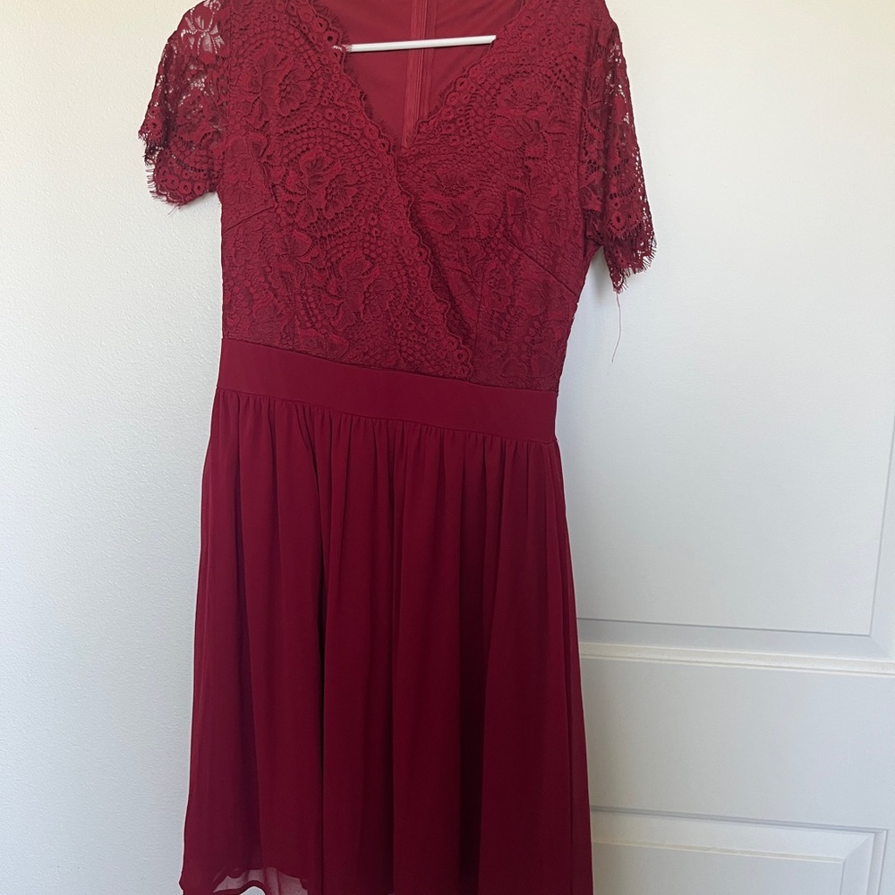 Elegant Lace Burgundy Dress